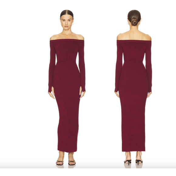 Michael Costello Dresses & Skirts - NEW Michael Costello x REVOLVE Off Shoulder Bodycon Maxi Dress Maroon Red